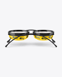 Download Two Glossy Pet Feeding Bowls Mockup