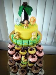 Safari Themed Baby Shower Cake And Cupcakes Baby Shower Cakes Cupcake Cakes Shower Cakes