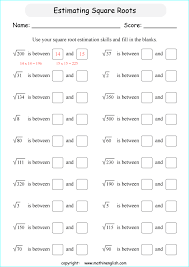Printable Primary Math Worksheet Estimating Square Roots Square Roots Math Worksheet