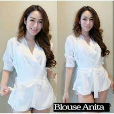 Blouse kemeja blouse kerja santai wanita putih ayumi white image information: Kimono Blouse Putih Polos Baju Korea Wanita Bluss Atasan Kekinian Baru Elevenia