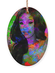 Cardi B Famous Rappers Paint Splatter Colorful Portrait Ornament by Design  Turnpike