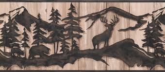 This deer wallpaper border is both striking and serene, enhanced by a fine green frame and a this deer print wallpaper is fun addition to any room! Roll 15 X 10 Chocolate Brown Abstract Wild Forest Deer Bear On Beige Faux Wood Wallpaper Border Retro Design Paint Wall Treatments Supplies Wallpaper Wallpapering Supplies Svanimal Com