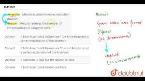 Reduction division mitosis or meiosis. Assertion Meiosis Is Also Known As Reduction Division Reason Meiosis Reduces The Youtube