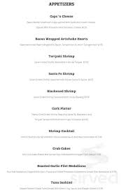 Menu for Cork 'N Cleaver in Fort Wayne, IN