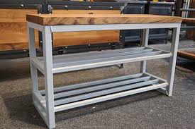 Schuhbank Schuhregal Schuhschrank Sitzbank Industriedesign Stahl Eiche Pulverbeschichtet Decor Wood Garage Organisation