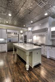 Basically My Ideal Kitchen Tin Ceiling Wood Tile Floor Subway Tile Walls White Cabinets I D H Kitchen Ceiling Design Kitchen Ceiling Tin Ceiling Design