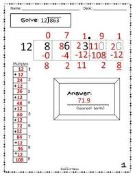 Long Division Horizontal Box Method Double Digit Divisor Version Word Problem Worksheets Long Division Teaching Division