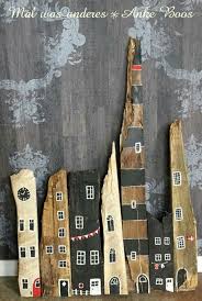 Treibholz Driftwood Bemaltes Holz Deko Hafen Stadt Stadchen Leuchtturm Meer Sea Strand Beach Bemalte Stocke Gemaltes Treibholz Kunst Aus Treibholz