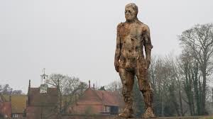Drivers stopping to photograph giant sculpture of naked Yoxman near A12 in  Suffolk | ITV News Anglia