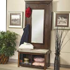1perfectchoice Hallway Entryway Hall Tree Bench Coat Rack Storage Shoe Shelf Mirror Dark Walnut Furniture Hall Tree Coaster Furniture