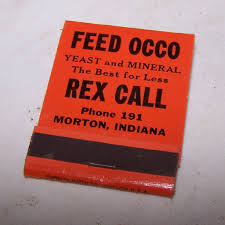Vintage FEED OCCO REX CALL Morton Indiana Matchbook