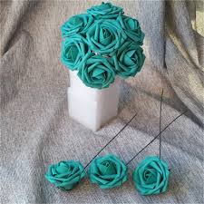 Faux flowers,artificial wild flowers,wedding bouquets use flowers. Teal Wedding Flowers Artificial Roses Turquoise Flowers Roses Vanrina