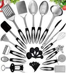 Everyday flatware stainless steel kitchen utensil set (set of 20) by berghoff $ 49 99. Home Hero Stainless Steel Kitchen Cooking Utensils 25 Piece Kitchen Utensil Set Nonstick Kitchen Utensils Cookware Set With Spatula Set Kitchen Gadgets Kitchen Tool Set Cooking Utensils Set Pricepulse