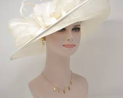 Church Kentucky Derby Hatcarriage Hat Tea Party Weddingjumbo Feather  Flowers Ostrich Quills Taupe W Powder Blue Ivory