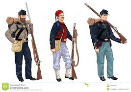 Identification included buttons, colors, and rank markings. Three Soldiers From American Civil War Stock Illustration Illustration Of Missouri Appomattox 48437957