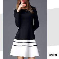 Black And White Color Block Dress Plus Size Brief Description The Simple Color Block Design Of This Dress Will Give You That Playful Look While The Black And White Moda Vestidos Vestidos Vestidos Casuais