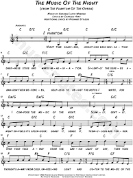 The Music Of The Night From The Phantom Of The Opera Sheet Music Leadsheet In C Major Transposable Download Print Sheet Music Opera Music Music Of The Night
