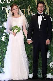 Married K Stars Joo Sang Wook And Cha Ye Ryun Are Expecting First Child A Koala S Playground Celebrity Wedding Dresses Modest Wedding Dresses Wedding Dresses