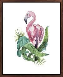Flamingo And Plants Animal Wall Art Canvas Frame Nursery Wall Art