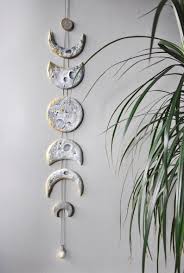 Lunar Decor Moon Phases Wall Hanging Moon Phase Garland Moon Etsy In 2020 Moon Decor Crystal Wall Clay Christmas Decorations