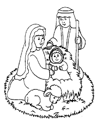 Bible coloring pages for preschool, kindergarten and elementary school children to print and color; Free Christmas Nativity Coloring Pages For Kids Drawing With Crayons