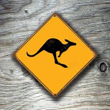 Kangaroo Sign Yellow Kangaroo Crossing Signs Classic Metal Signs Crossing Sign Metal Signs Australian Road Signs