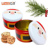 Factory Wholesale Tinplate Biscuit Storage Container Round Metal Box/Can  Christmas Cookie Tin Jar Packaging