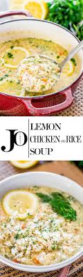 Delicious creamy greek lemon chicken soup with rice is made with no cream or dairy at all. Avgolemono Soup Jo Cooks