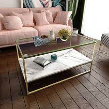 They offer valuable space for keeping remotes the top is constructed from a faux marble giving a real sense of solidity. Tilly Lin Faux Marble Coffee Table Glass Top Coffee Table Cocktail Table With Gold Metal Legs Buy Online In Antigua And Barbuda At Antigua Desertcart Com Productid 116704758