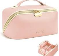Prite Borsa cosmetica di grande capacità portatile da viaggio make up borsa  impermeabile in pelle PU trousse o beauty case con separatore trasparente  ...