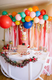 1st Birthday Birthday Decoration At Home Wall Colorful Circus Themed 1st Birthday Party At Home 100 Layer Cake Birthday Party At Home Birthday Party Decorations Diy 1st Birthday Party Decorations