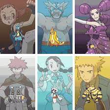 Gym Leaders Fixed Added All The Leaders Imgur Pokemon Manga Pokemon Badges Pokemon Teams