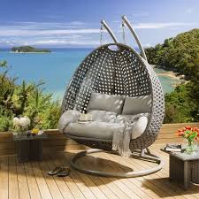 Luxury Outdoor 2 Person Garden Hanging Pod Egg Chair Grey Silver Hanging Chairs Garden In 2020 Hanging Garden Chair Hanging Chair Outdoor Swing Chair Outdoor