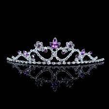 Kids Purple Flower Girl Children Wedding Prom Mini Tiara Crown Princess Ebay In 2022 Purple And Silver Wedding Crystal Crown Tiaras Purple Crown