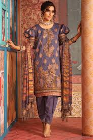 3 Piece Embroidered Suit With Jacquard Dupatta Alkaram Studio