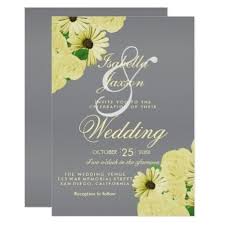 Gray Wedding Satin And Pastel Yellow Wedding Invitation Zazzle Com Yellow Wedding Invitations Wedding Cards Wedding Card Design
