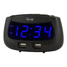 Select from premium digital clock display of the highest quality. Equity By La Crosse 0 9 In Blue Led Dual Usb Digital Alarm Clock 30417 The Home Depot
