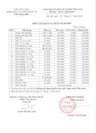 Bảng giá dịch vụ phân tích phổ
