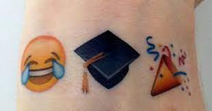 Cry Laugh Face Graduation Hat And Celebration Emoji Tattoo Custom Temporary Tattoos Emoji Tattoo Tattoo Designs