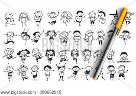 These are long days and kids have a lot of energy… so we're back with another batch of free printables, this time focusing on coloring and drawing.our most recent 20 free abcs printables post was so well received, we've decided to make more printables to help parents and kids get through one day at a time. Children Doodle Set Vector Photo Free Trial Bigstock
