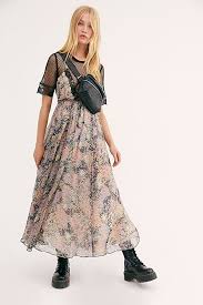 Friar Park Dress Print Chiffon Maxi Dress Mesh Dresses Sheer Maxi Dress