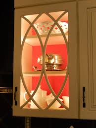 Red Black And White Kitchen Red Backing Inside Glass Cabinet With Led Lights Glass Cabinet Wall Lights Led Lights