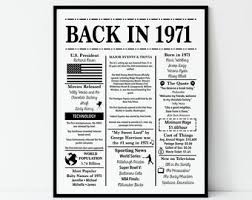 The top song was joy to the world by three dog night the movies to watch include willard, big jake, billy jack, fiddler on the roof and the last picture show the most famous person in america was probably 1971 Trivia Etsy