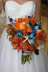Bridal Bird Of Paradise Bouquet Bride S Tropical Bouquet Blue Dendrobium Orchids Orange Blue Bird Of Paradise Orange Tu Orange Wedding Flowers Bird Of Paradise Wedding Blue Wedding Bouquet