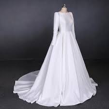 9 of 10 garza ball gown wedding dress with double straps. Buy Ball Gown Long Sleeve White Satin Wedding Dresses Long Simple Wedding Gowns Swk15060 Online Wikiprom