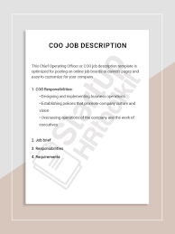 Coo Job Description Job Description Template Office Manager Job Description Flight Attendant Job Description