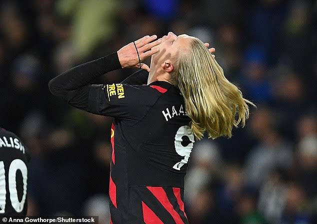 Erling Haaland with his iconic long blonde hairstyle