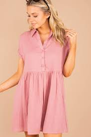 Here Comes The Fun Dusty Rose Pink Babydoll Dress Babydoll Dress Dresses Casual Dress