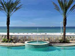 A Swimming Pool With Fountain Overlooks The Gulf Of Mexico At Boardwalk Beach Resort Panama City Beach Fl Panama City Panama Panama City Condos