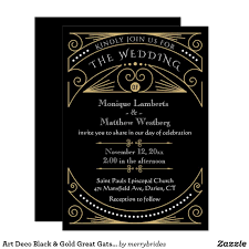 Art Deco Black Gold Great Gatsby Wedding Invitation Zazzle Com Art Deco Invitations Art Deco Wedding Invitations Deco Wedding Invitations